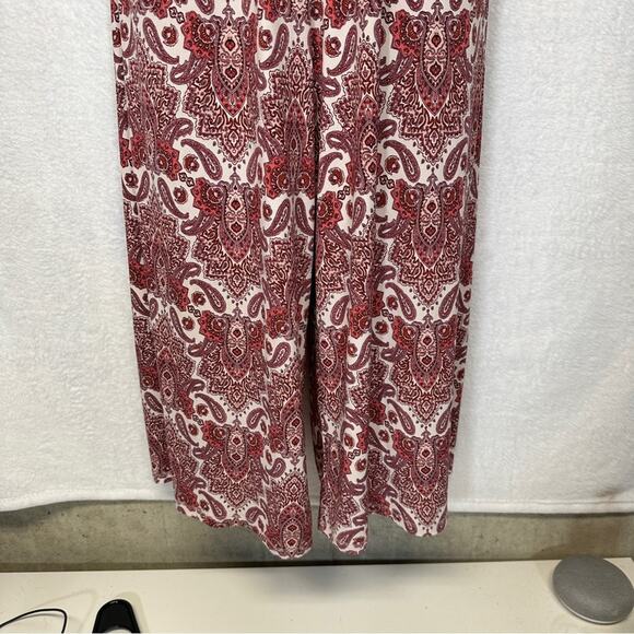 Maurices Pink Paisley Print Sleeveless Tie Waist Cropped Wide Leg Jumpsuit Sz XS - Picture 4 of 13